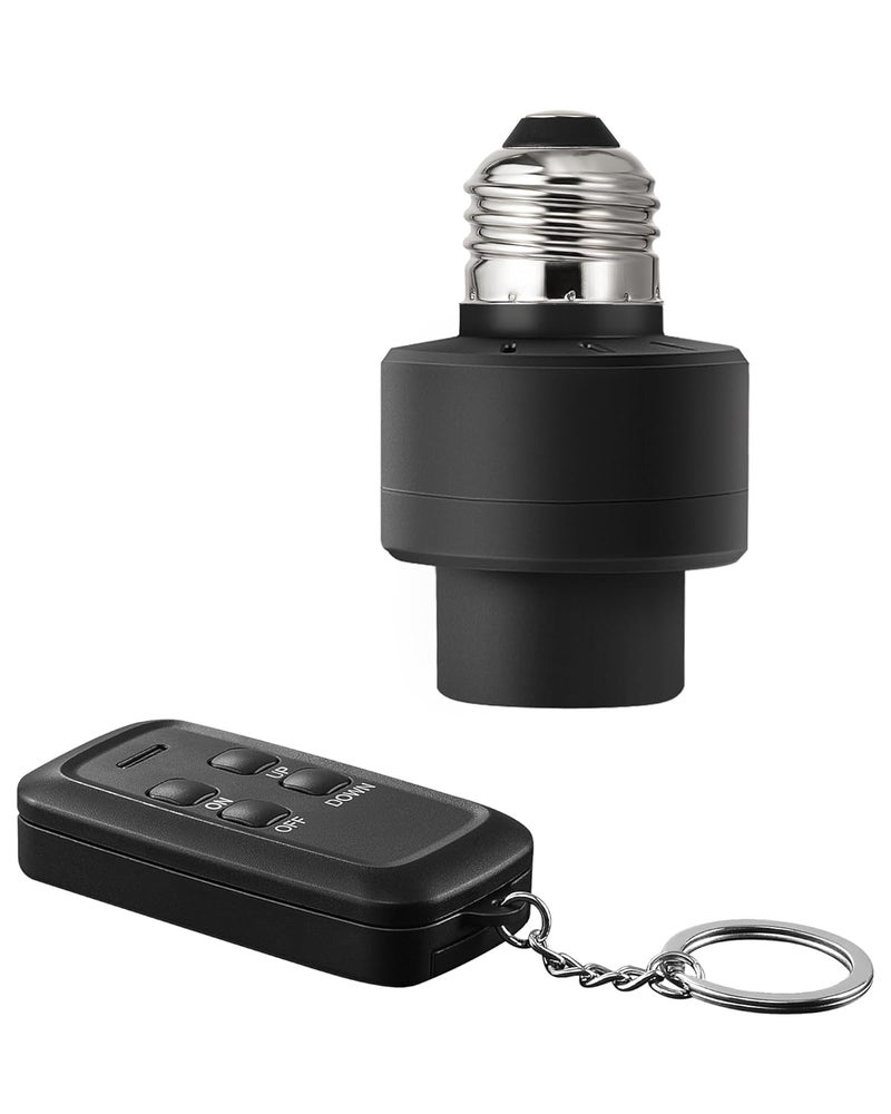 DEWENWILS Remote Control Light Socket with Dimmer, Wireless Light Switch, Wireless Light Bulbs Socket Switch, E26 E27 Base, 100FT Range, No Wiring, for Closet, Garage, Basement, ETL Listed, Black - Image 1